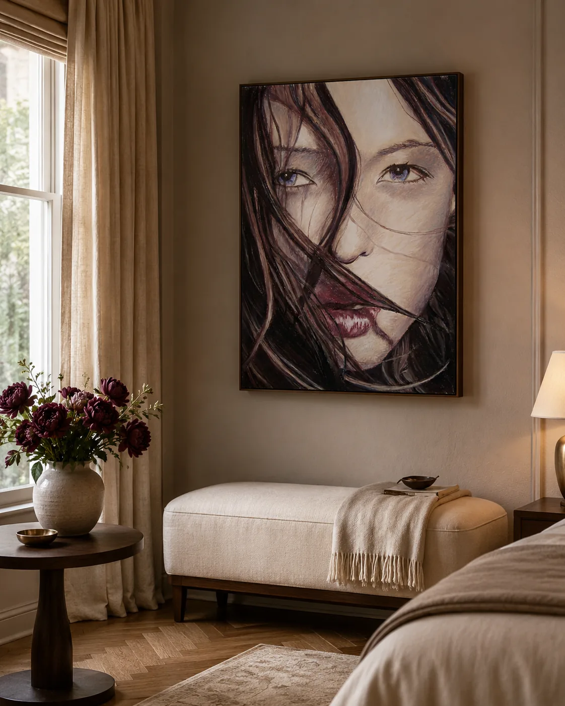 Private commission — close-up woman portrait in a private room