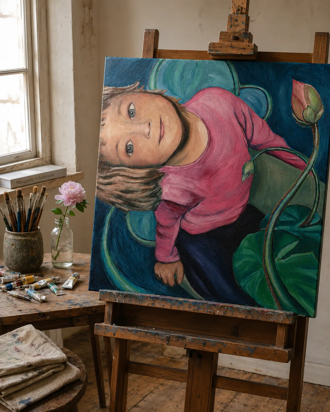 Private commission — portrait of a girl on the easel